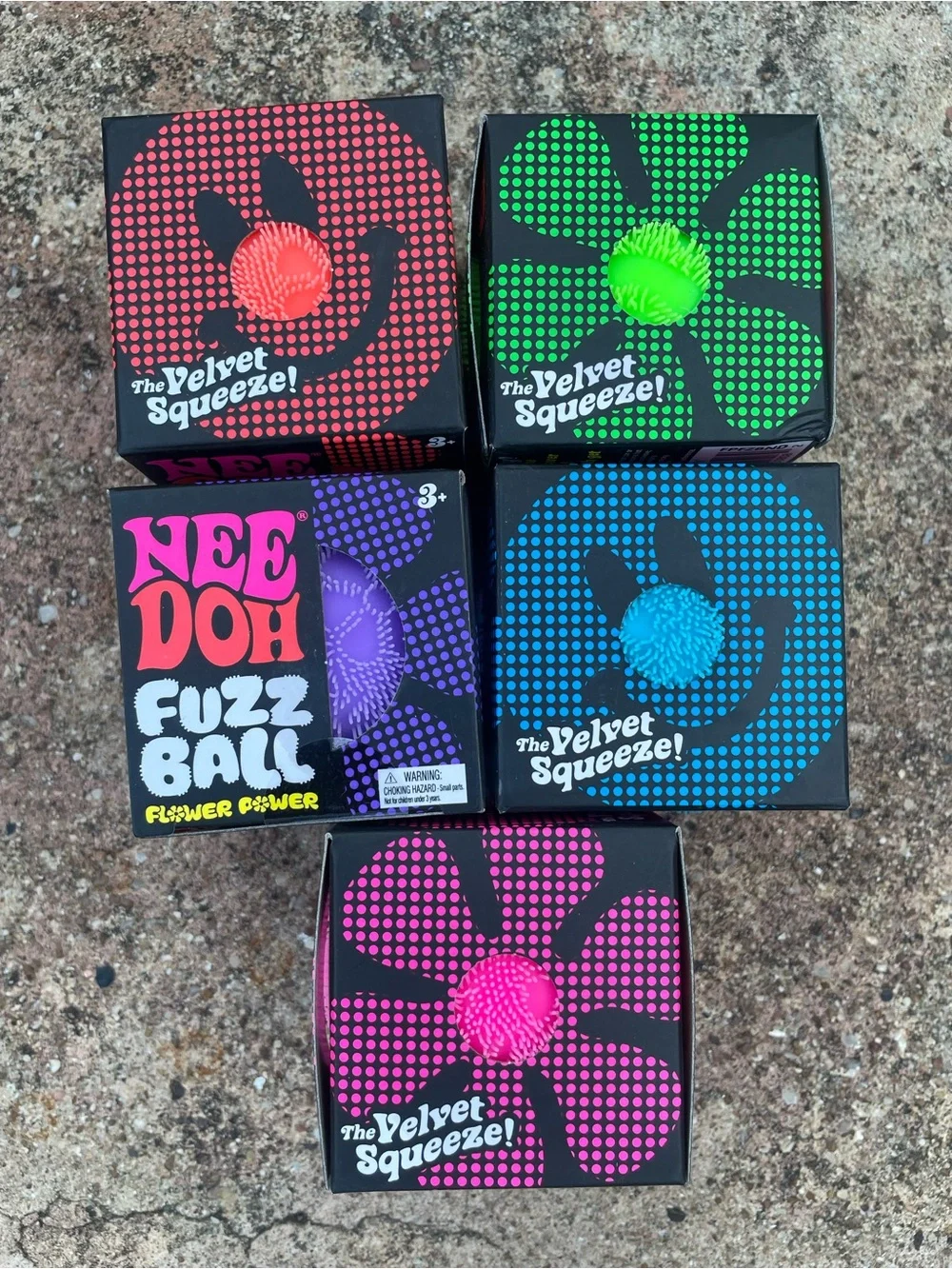 5 Pack - Schylling NeeDoh Fuzz Ball Flower Power [Full Color Set] 100% Authentic